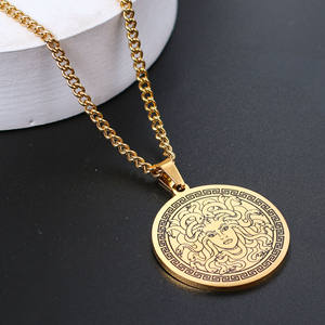 Hip hop mitología griega antigua serpiente Medusa joyería colgante collar para hombres COLLARES DE ACERO INOXIDABLE - Product Image 4