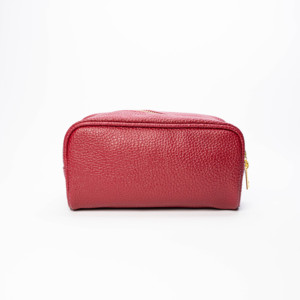BSCI Factory Luxury Leather Bag Fashion Style <b>Makeup</b> Storage <b>Case</b> Zipper Closure Customizable Logo/Size Red/Custom Color OEM/ODM - Product Image 1