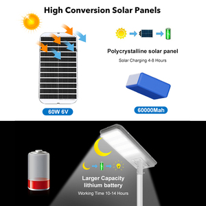 Nhà Máy Trực Tiếp Không Thấm Nước IP65 Đèn Đường Tích Hợp 400W 600W 800W 1000W Ngoài Trời Tất Cả Trong Một LED Năng Lượng Mặt Trời Ánh Sáng Đường Phố - Product Image 3