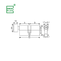 Doorpuls personnalisé Euro Cylindre de serrure de porte simple en laiton massif 60mm Backset avec serrure tournante Résistant au feu