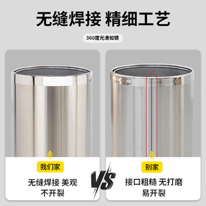 Stainless Steel Trash Can Large Capacity Cylindrical Indoor Use For Home Kitchen Living Room Office - Product Image 4