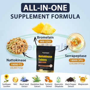 Ausreson <span class=keywords><strong>Natto</strong></span> Extract Nattokinase Tabletten Supplement Serrapeptase 3-in-1 Nattokinase Tabletten voor de Hart - Product Image 2