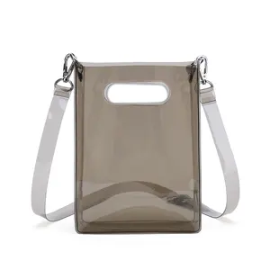 작은 투명 PVC 어깨 가방 조절 스트랩 미니 클리어 crossbody 가방