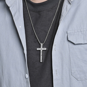 Nordic Viking cross necklace with runes, pirate cultural symbols, niche design, colorfast pendant. - Product Image 2