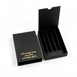Custom Luxury Pull-Out Slide <b>Box</b> 5 <b>Pack</b> Child Resistant Black Cardboard Paper <b>Box</b> for Cigar Packaging - Product Image 5