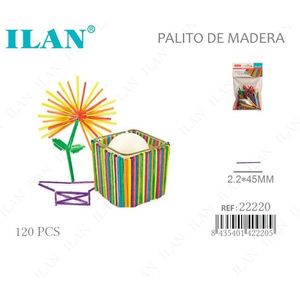 Bastoncini di legno ILAN 2,2x45 mm, 120 pezzi, bastoncini per artigianato e lavori creativi - Product Image 1