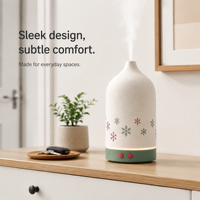 Diffuseur d'arômes pour la maison, modèle de bureau en céramique, brume fine, veilleuse de chevet, design flocon de neige, ODM personnalisé, taxes incluses