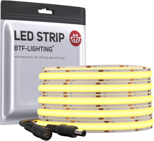 BTF-LIGHTING FCOB COB 12V 24V Warm Nature Cool White Dimmable Flexible High Density 336 480 528 Leds Uniform Light LED Strip
