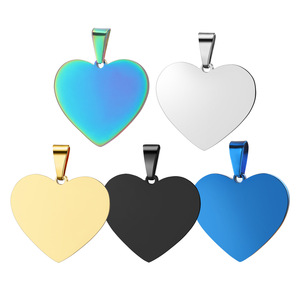 Colgantes de Corazón Personalizados de Acero Inoxidable para Niños, con Espacio para Grabado de Logotipo, al por Mayor - Product Image 2