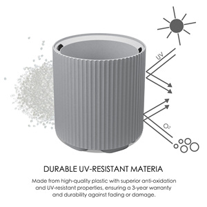Vaso Fioriera Rotondo Moderno in <span class=keywords><strong>Plastica</strong></span> di Alta Qualità per Interni/Esterni, Durevole e Impermeabile per Soggiorno, Centro Commerciale, Cucina, Casa, Ufficio - Product Image 4