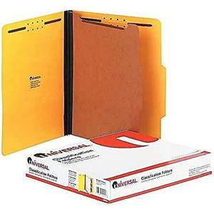 Carpeta Manila Universal 10204 Amarilla de Cuatro Secciones, Tamaño A5, Archivador de Clasificación de Cartón Metálico con Letras, 10/Caja - Product Image 4