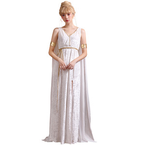 Costume d'Halloween XJ avec une coupe en V profond pour un cosplay sexy inspiré de <span class=keywords><strong>la</strong></span> mythologie nordique, de <span class=keywords><strong>la</strong></span> statue de <span class=keywords><strong>la</strong></span> Liberté grecque et d'une robe fendue. - Product Image 1