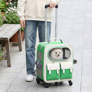 Moorpet cat carriers/pet bags, portable, breathable double-shoulder <b>trolley</b> bags for outings, perfect for cats. - Product Image 1
