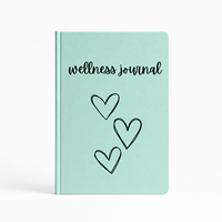 Carnet de bien-être personnalisé, couverture rigide, vert menthe, couverture souple, écriture manuscrite, motif cœur, pages lignées, OEM ODM en gros