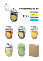 Torche électrique transparente imperméable briquet Plasma double ARC coupe-vent briquet USB Rechargeable briquets plein air Camping cadeau