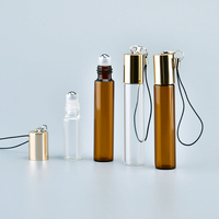 Botol Roller Parfum Minyak Atsiri Kaca Amber Ukuran Perjalanan Portabel 1ml 2ml 3ml 5ml 10ml dengan Rantai Gantung