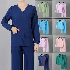 Hospital Medical Nurse Doctors Pockets Tops Straight Leg Work Pants Stretchable Work <b>Clothes</b> Uniform - Product Image 5