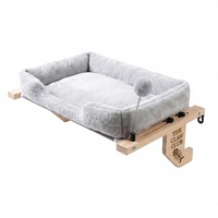 Lit pour chat en bois massif, hamac suspendu à fenêtre avec coussin en peluche, support en os de poisson, emballage carton, pour chats, OEM, vente en gros