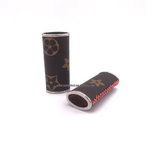 Wholesale luxury decoration handcraft metal cover sleeve custom leather lighter case for lighter