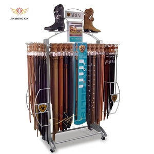 Xoay vành đai Tie khăn túi xách giá cho bán lẻ treo mặt hàng kim loại kệ trưng bày kệ với bánh xe - Product Image 5