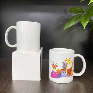 Tasses à eau en céramique blanches de qualité professionnelle, vierges pour sublimation, 11oz 330ml, en grès céramique enduit - Product Image 2