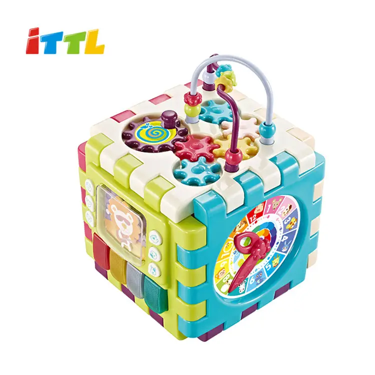 Kids building block musical children toys education baby activity cube