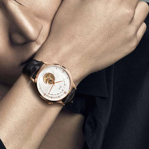 Montre mécanique automatique pour homme IW Carnival Casual Tourbillon, style squelette, bracelet en acier inoxydable or rose, boîtier en acier inoxydable, pour les affaires - Product Image 6