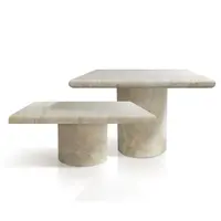 モダンな天然大理石の高低正方形のリビングルームトラバーチンサイドテーブル