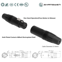 Conector XLR de 3 Pines a Prueba de Agua IP65 para Exteriores, Contactos de Aleación de Cobre, Conector Macho/Hembra para Cable de Audio de 3 Pines