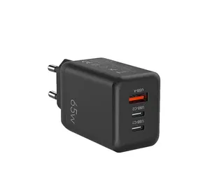 Pengisi daya PD 20W 30W 45W 65W 100W Gan, pengisi daya Cepat 3 port Tipe C USB-C US EU AU UK colokan dinding untuk ponsel