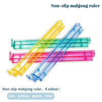 Supports de Mahjong Américains - 17,5 Pouces, Multicolores, Support Antidérapant avec Tige de Poussée et Règle de Tri de Cartes Monobloc