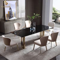 Ensemble de table à manger de luxe moderne avec dessus en marbre Ensemble de table de luxe 6 places pour 8 pour 6 4 chaises Mobilier de salle à manger Ensemble de table 8 chaises