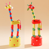 Boneka Jerapah Badut Kayu Goyang, Mainan Edukasi Hadiah Anak TK, Grosir Custom