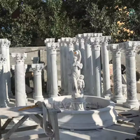 QUYANG Décoratif Style Européen Conception De Bâtiment De Luxe Piliers Ronds En Pierre Naturelle Marbre Blanc Colonne Romaine