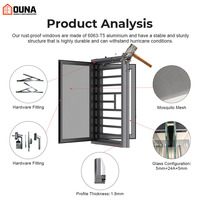 Fenêtre à battant en aluminium OUNA, double vitrage trempé, rupture de pont thermique, insonorisée, pour bâtiments résidentiels, résistante aux impacts d'ouragan