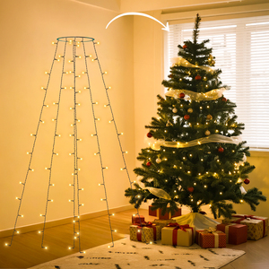 Aigostar 108 LED 1.8m luci dell'albero di Natale IP44 impermeabile a forma di fiocco di neve bianco caldo con 8 modalità - Product Image 2