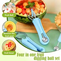 Couteau à découper les fruits pliable multifonction, éplucheur, cuillère, outil de cuisine 4-en-1, bouleuse à melon