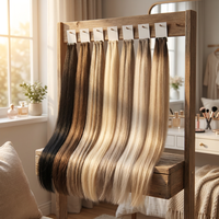 Extensions de cheveux humains Remy vierges russes teintes, double trame, pour salon professionnel, vente en gros