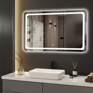 2023 Led bagno Smart Touch Screen specchio argento retroilluminato Led illuminato specchio da bagno illuminato