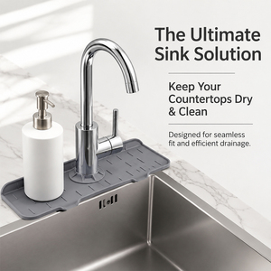 <b>Silicone</b> Splash-Proof <b>Draining</b> <b>Mat</b> with Water-<b>Draining</b> Storage Function Eco-Friendly & Durable for Kitchens and Bathrooms - Product Image 1