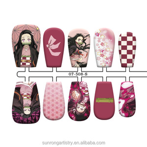 Fournitures en gros pour ongles portables réutilisables, faux ongles à presser avec motifs de dessins animés japonais 2D - Product Image 5