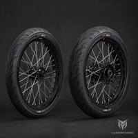 Nuevo Kit de Ruedas Supermoto Surron Light Bee X de 17 Pulgadas con Radios de Alambre, Buje de Aluminio Forjado, Llanta de Aleación Negra Mate, Conversión Sumo