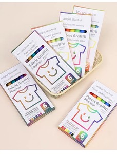Nouveau <span class=keywords><strong>stylo</strong></span> de peinture textile Languo 6 couleurs pour vêtements, <span class=keywords><strong>marqueur</strong></span> graffiti pour vêtements à peindre soi-même, aquarelle textile - Product Image 6