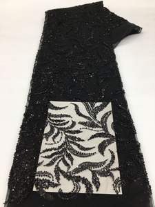 Schwer Perlenverzierte Luxuriöse 3D-Spitzenstoffe mit Pailletten Tüllspitze Handgefertigte Schwer Verzierte Spitze - Product Image 6