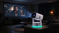 Mini-projecteur LED 4K K2 à batterie intégrée, Android 11, 600 lumens, 1 kg léger, idéal pour le camping et les fêtes en extérieur – Meilleure vente UE