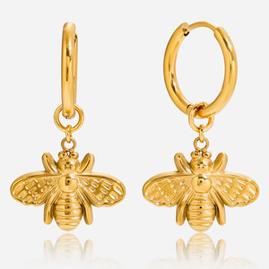 Pendientes de Abeja de Moda al por Mayor, de Acero Inoxidable 316L Coreano, Chapados en Oro PVD de 14k y 18k, Joyería de Alta Calidad para Mujer - Product Image 1