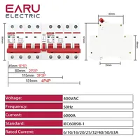 Disjoncteur de Verrouillage Manuel à Double Alimentation pour Rail Din, 1P + 1P 2P + 2P 3P + 3P 4P + 4P MTS, MCB