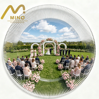 Assiettes de présentation élégantes en verre transparent de 13 pouces, motif rayé soleil, pour décoration de table de mariage et de fête, vente en gros