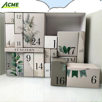 Grossiste Grande quantité 24 calendriers de l'avent à double porte ouverte Boîtes de maquillage de l'avent Grandes feuilles d'or vides Calendrier de Noël