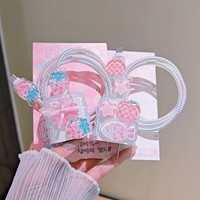 Protector de Cable de Carga con Diseño de Mariposa de Cristal Rosa, Accesorios para iPhone 18/20w, Funda Protectora de Cargador con Dibujos Animados